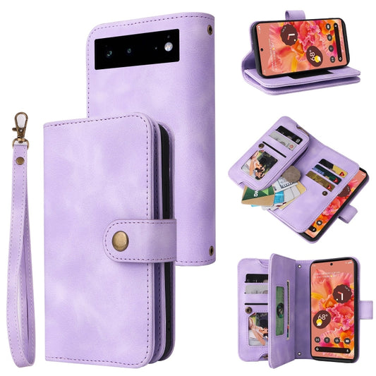 For Google Pixel 6 Multifunctional Card Slot Zipper Wallet Leather Phone Case(Purple) - Google Cases by PMC Jewellery | Online Shopping South Africa | PMC Jewellery | Buy Now Pay Later Mobicred