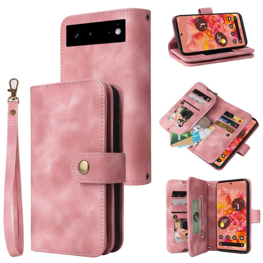 For Google Pixel 6 Multifunctional Card Slot Zipper Wallet Leather Phone Case(Rose Gold) - Google Cases by PMC Jewellery | Online Shopping South Africa | PMC Jewellery | Buy Now Pay Later Mobicred