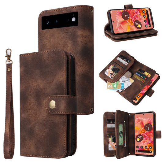 For Google Pixel 6 Multifunctional Card Slot Zipper Wallet Leather Phone Case(Brown) - Google Cases by PMC Jewellery | Online Shopping South Africa | PMC Jewellery | Buy Now Pay Later Mobicred