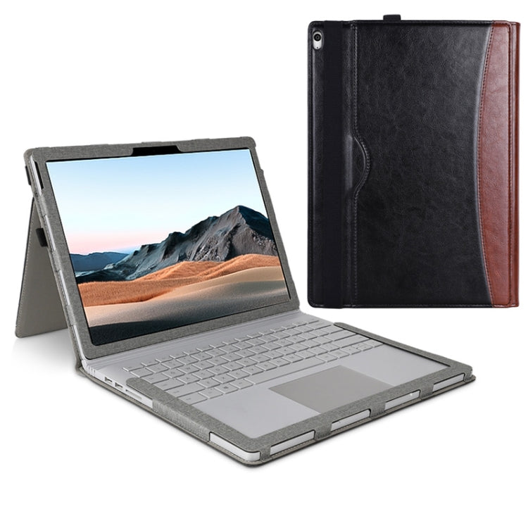 For MicroSoft Surface Book 3 / 2 / 1 15 inch Leather Laptop Case(Black Brown) - Others by PMC TechLife | Online Shopping South Africa | PMC TechLife | Buy Now Pay Later Mobicred
