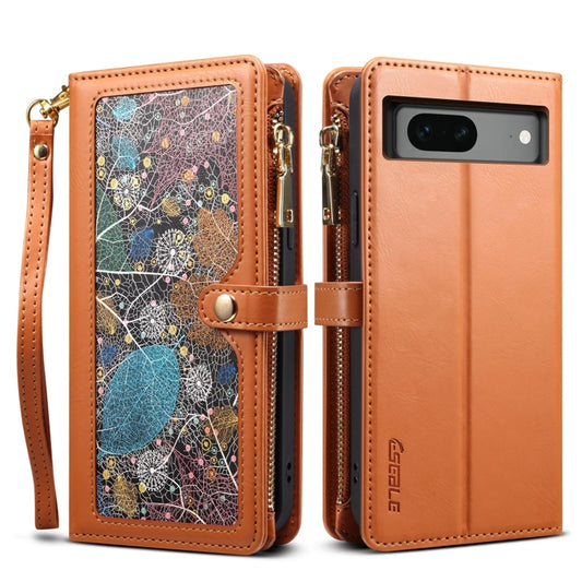 For Google Pixel 7 5G ESEBLE Star Series Lanyard Zipper Wallet RFID Leather Case(Brown) - Google Cases by ESEBLE | Online Shopping South Africa | PMC Jewellery | Buy Now Pay Later Mobicred