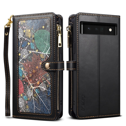 For Google Pixel 6 Pro ESEBLE Star Series Lanyard Zipper Wallet RFID Leather Case(Black) - Google Cases by ESEBLE | Online Shopping South Africa | PMC Jewellery | Buy Now Pay Later Mobicred