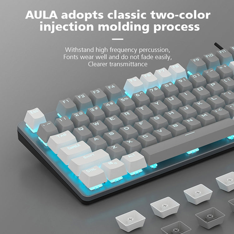AULA F3287 Wired Color Matching Single Mode 87 Keys Mechanical Keyboard,Green Shaft(Grey) - Wired Keyboard by AULA | Online Shopping South Africa | PMC Jewellery