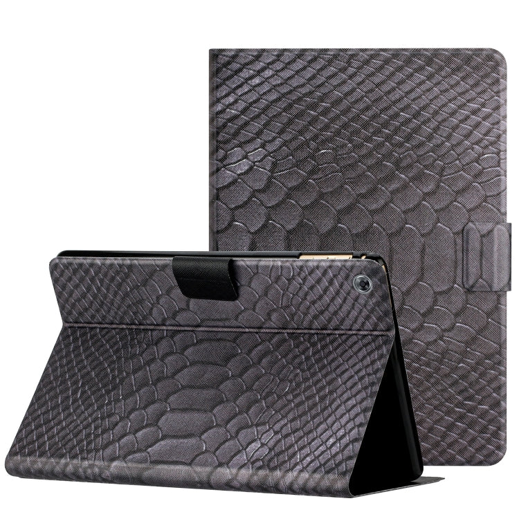 For Huawei MediaPad M5 lite 10.1 Solid Color Crocodile Texture Leather Smart Tablet Case(Black) - Huawei by PMC TechLife | Online Shopping South Africa | PMC TechLife | Buy Now Pay Later Mobicred