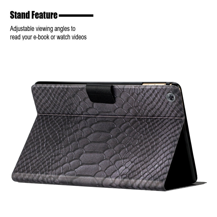 For Huawei MediaPad M5 lite 10.1 Solid Color Crocodile Texture Leather Smart Tablet Case(Black) - Huawei by PMC TechLife | Online Shopping South Africa | PMC TechLife | Buy Now Pay Later Mobicred