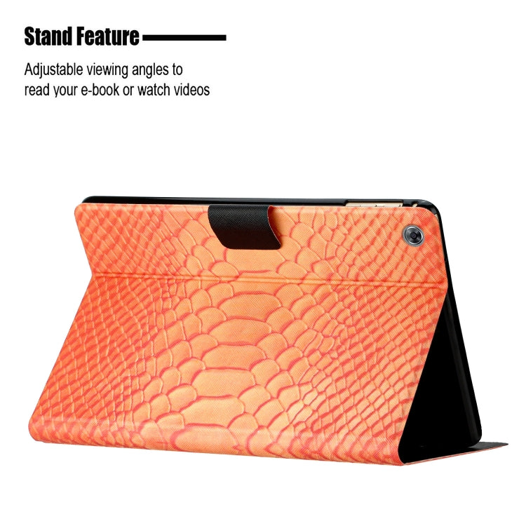 For Huawei MediaPad M5 lite 10.1 Solid Color Crocodile Texture Leather Smart Tablet Case(Orange) - Huawei by PMC TechLife | Online Shopping South Africa | PMC TechLife | Buy Now Pay Later Mobicred