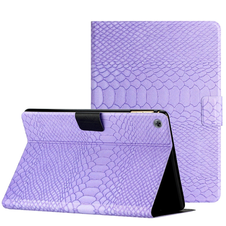 For Huawei MediaPad M5 lite 10.1 Solid Color Crocodile Texture Leather Smart Tablet Case(Purple) - free shipping - PMC TechLife - Order now!