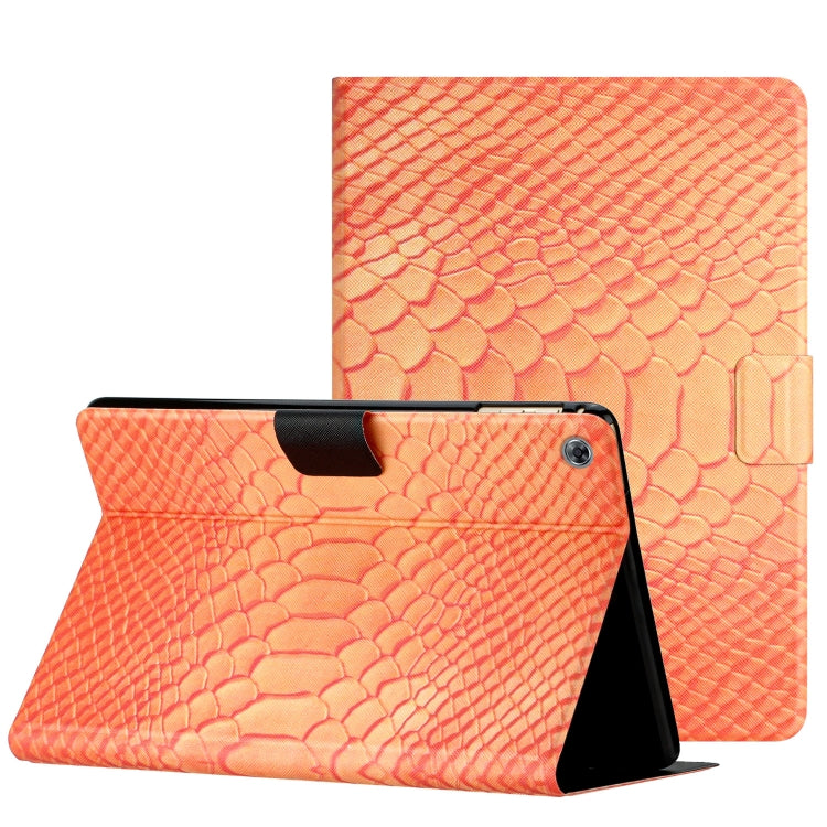 For Huawei MatePad T 10s Solid Color Crocodile Texture Leather Tablet Case(Orange) - Huawei by PMC TechLife | Online Shopping South Africa | PMC TechLife | Buy Now Pay Later Mobicred