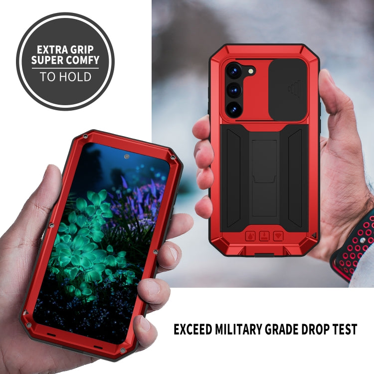 For Samsung Galaxy S23+ 5G R-JUST Sliding Camera Design Life Waterproof Dustproof Shockproof Phone Case(Red) - Galaxy S23+ 5G Cases by R-JUST | Online Shopping South Africa | PMC Jewellery