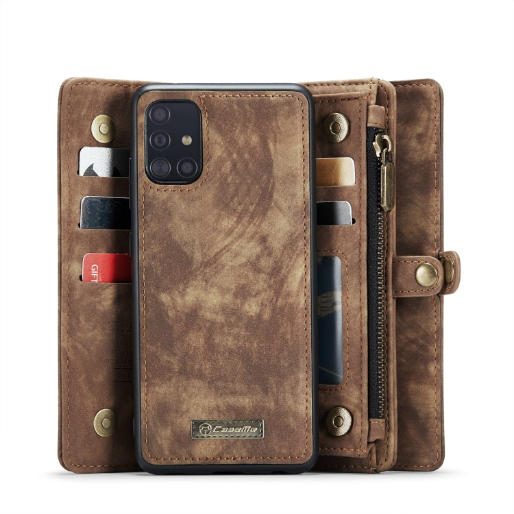 For Galaxy A71 4G CaseMe-008 Detachable Multifunctional Horizontal Flip Leather Case with Card Slot & Holder & Zipper Wallet & Photo Frame(Brown) - Galaxy Phone Cases by CaseMe | Online Shopping South Africa | PMC Jewellery | Buy Now Pay Later Mobicred