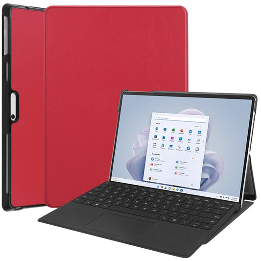 For Microsoft Surface Pro 9 Custer Pure Color Holder Leather Tablet Case(Red) - Microsoft by PMC Jewellery | Online Shopping South Africa | PMC Jewellery | Buy Now Pay Later Mobicred