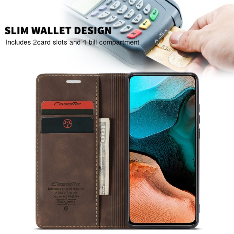 For Xiaomi Redmi K30 Pro CaseMe-013 Multifunctional Horizontal Flip Leather Case with Card Slot & Holder & Wallet(Coffee) - Xiaomi Cases by CaseMe | Online Shopping South Africa | PMC Jewellery | Buy Now Pay Later Mobicred