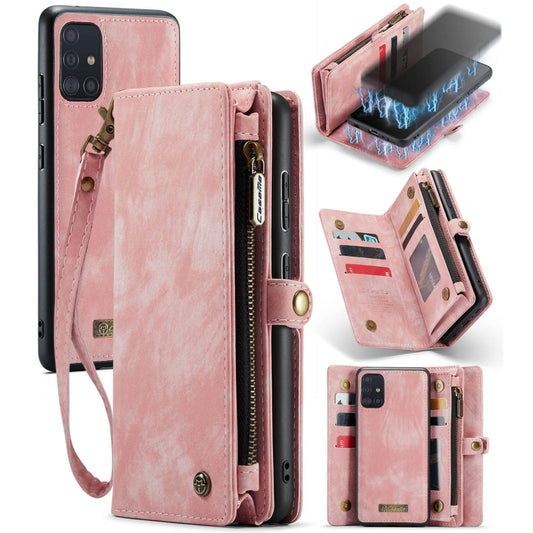 For Samsung Galaxy A51 CaseMe-008 Detachable Multifunctional Flip Leather Phone Case(Pink) - Galaxy Phone Cases by CaseMe | Online Shopping South Africa | PMC Jewellery | Buy Now Pay Later Mobicred