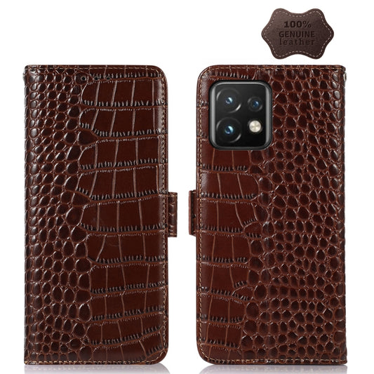 For Motorola Moto X40 Pro Crocodile Top Layer Cowhide Leather Phone Case(Brown) - Motorola Cases by PMC Jewellery | Online Shopping South Africa | PMC Jewellery | Buy Now Pay Later Mobicred