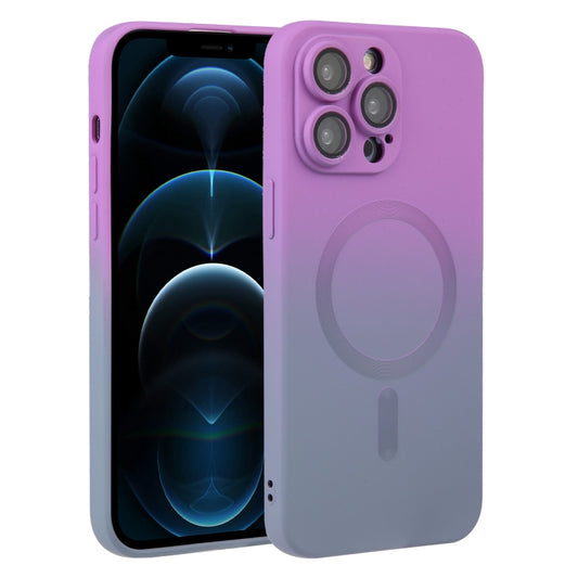 For iPhone 12 Pro Max Liquid TPU Silicone Gradient MagSafe Phone Case(Purple) - iPhone 12 Pro Max Cases by PMC Jewellery | Online Shopping South Africa | PMC Jewellery