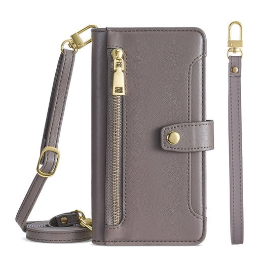 For Nokia C21 Plus Sheep Texture Cross-body Zipper Wallet Leather Phone Case(Grey) - Nokia Cases by PMC Jewellery | Online Shopping South Africa | PMC Jewellery | Buy Now Pay Later Mobicred