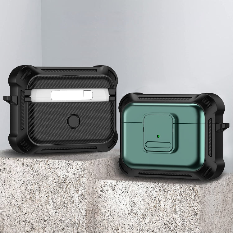 For AirPods Pro 2 TPU + PC Shockproof Earphone Protective Case with Switch(Green) - For AirPods Pro 2 by PMC Jewellery | Online Shopping South Africa | PMC Jewellery | Buy Now Pay Later Mobicred