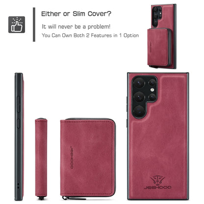 For Samsung Galaxy S24 Ultra 5G JEEHOOD Magnetic Zipper Horizontal Flip Leather Phone Case(Red) - Galaxy S24 Ultra 5G Cases by JEEHOOD | Online Shopping South Africa | PMC Jewellery | Buy Now Pay Later Mobicred