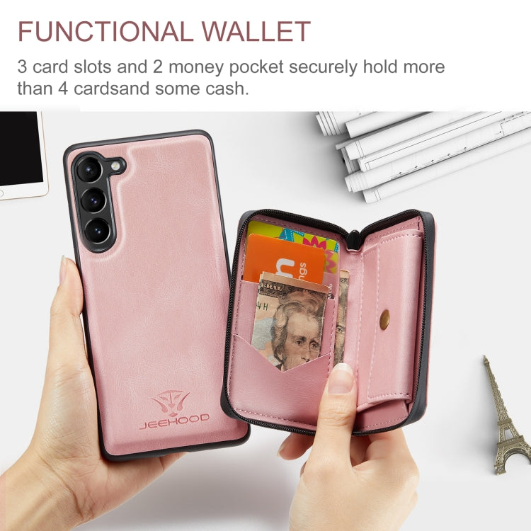 For Samsung Galaxy S24 5G JEEHOOD Magnetic Zipper Horizontal Flip Leather Phone Case(Pink) - Galaxy S24 5G Cases by JEEHOOD | Online Shopping South Africa | PMC Jewellery | Buy Now Pay Later Mobicred