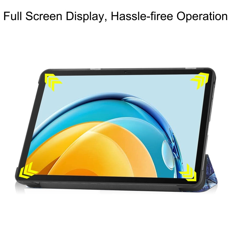 For Huawei Matepad SE 10.4 Custer Painted 3-Fold Holder Leather Tablet Case(Starry Sky) - Huawei by PMC TechLife | Online Shopping South Africa | PMC TechLife | Buy Now Pay Later Mobicred