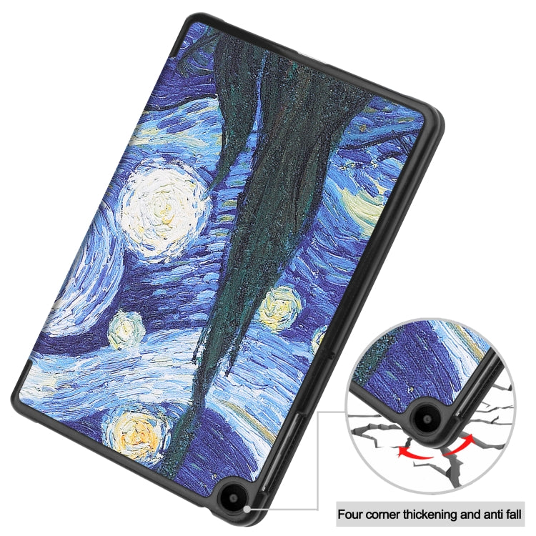For Huawei Matepad SE 10.4 Custer Painted 3-Fold Holder Leather Tablet Case(Starry Sky) - Huawei by PMC TechLife | Online Shopping South Africa | PMC TechLife | Buy Now Pay Later Mobicred