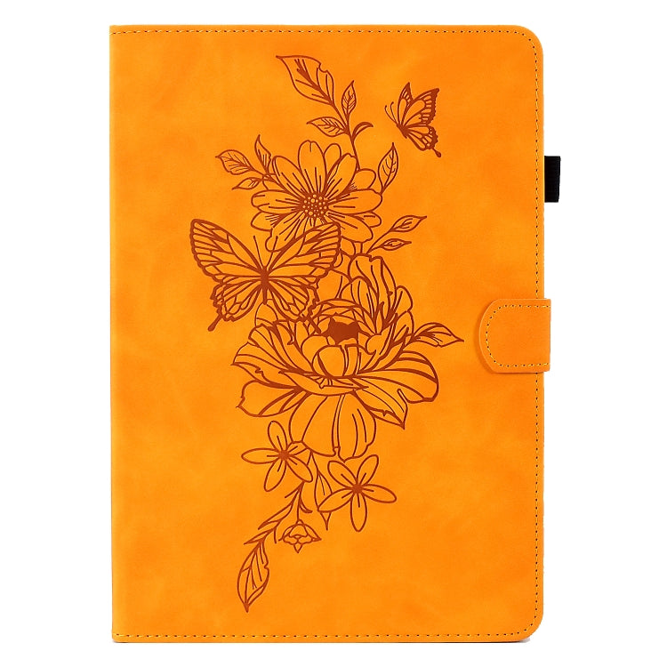 For 8 inch Tablets Peony Butterfly Embossed Leather Tablet Case(Khaki) - 8 inch by PMC TechLife | Online Shopping South Africa | PMC TechLife | Buy Now Pay Later Mobicred