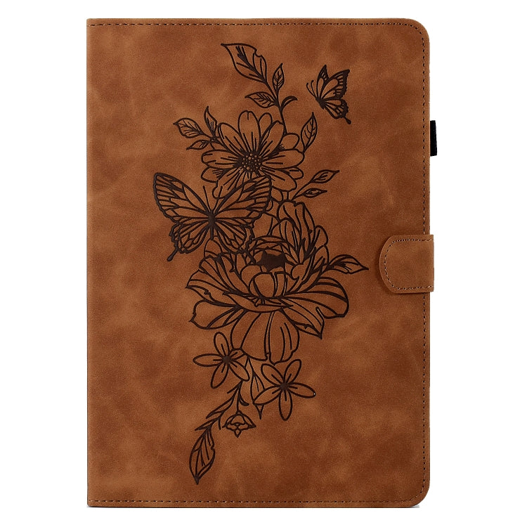 For Amazon Kindle 11th 2022 Peony Butterfly Embossed Leather Smart Tablet Case(Brown) - Amazon by PMC TechLife | Online Shopping South Africa | PMC TechLife | Buy Now Pay Later Mobicred