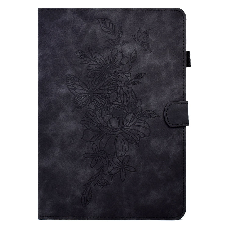 For Amazon Kindle Fire HD8 2018/2017/2016 Peony Butterfly Embossed Leather Smart Tablet Case(Black) - Amazon by PMC TechLife | Online Shopping South Africa | PMC TechLife | Buy Now Pay Later Mobicred