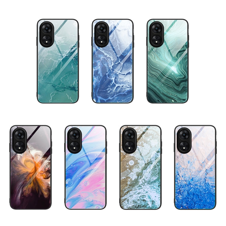 For OPPO A17 Marble Pattern Glass Phone Case(Typhoon) - OPPO Cases by PMC Jewellery | Online Shopping South Africa | PMC Jewellery | Buy Now Pay Later Mobicred