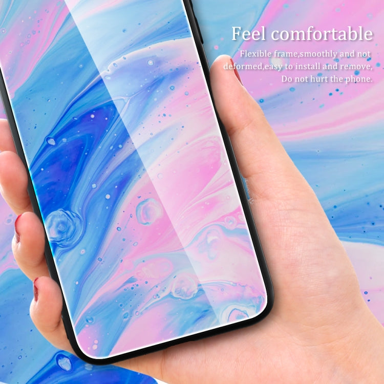 For OPPO A17 Marble Pattern Glass Phone Case(Typhoon) - OPPO Cases by PMC TechLife | Online Shopping South Africa | PMC TechLife | Buy Now Pay Later Mobicred