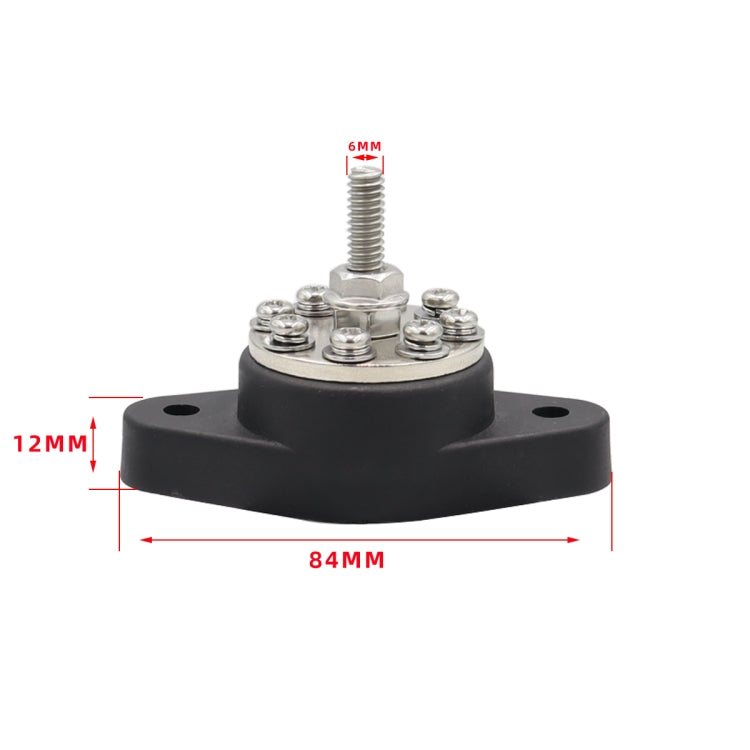 1/4 inch M6 RV Yacht 8-way Terminal Stud with 2 M5x20 Screws + 16pcs Terminals(Black) - Booster Cable & Clip by PMC Jewellery | Online Shopping South Africa | PMC Jewellery | Buy Now Pay Later Mobicred