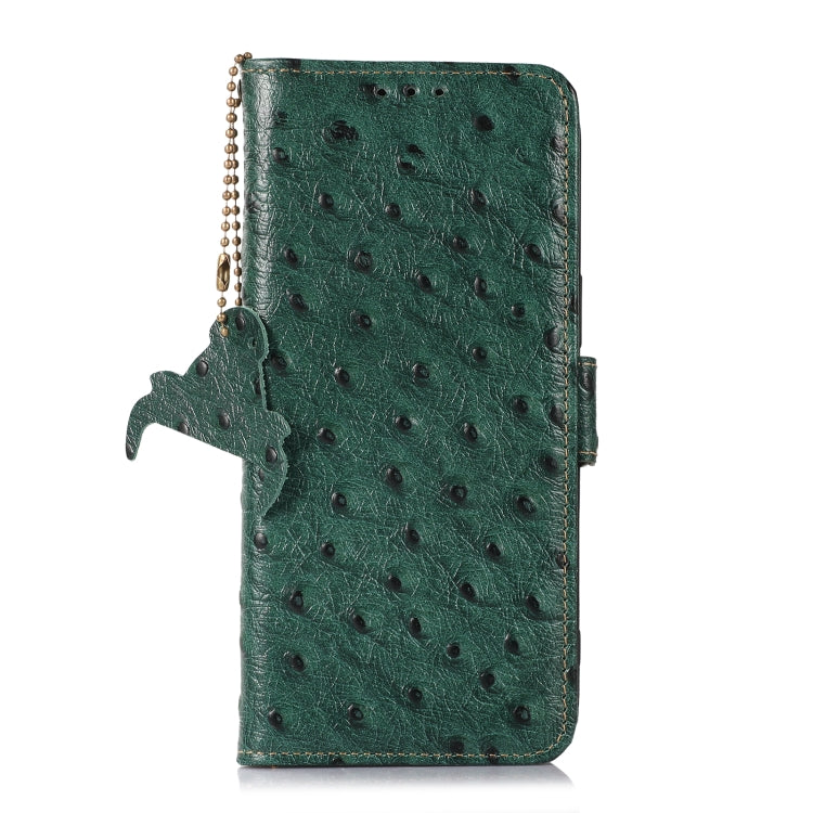For Motorola Moto G73 5G Ostrich Pattern Genuine Leather RFID Phone Case(Green) - Motorola Cases by PMC TechLife | Online Shopping South Africa | PMC TechLife | Buy Now Pay Later Mobicred