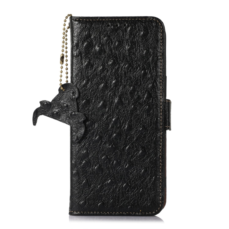 For OnePlus Nord CE 3 Lite Ostrich Pattern Genuine Leather RFID Phone Case(Black) - OnePlus Cases by PMC TechLife | Online Shopping South Africa | PMC TechLife | Buy Now Pay Later Mobicred