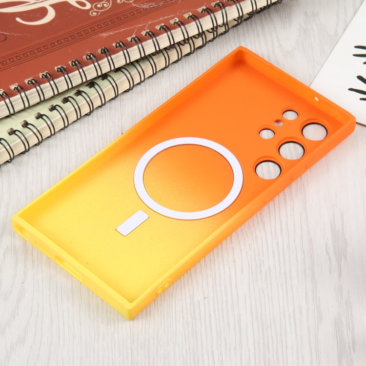 For Samsung Galaxy S23 5G Liquid TPU Silicone Gradient MagSafe Phone Case(Orange Yellow) - Galaxy S23 5G Cases by PMC Jewellery | Online Shopping South Africa | PMC Jewellery