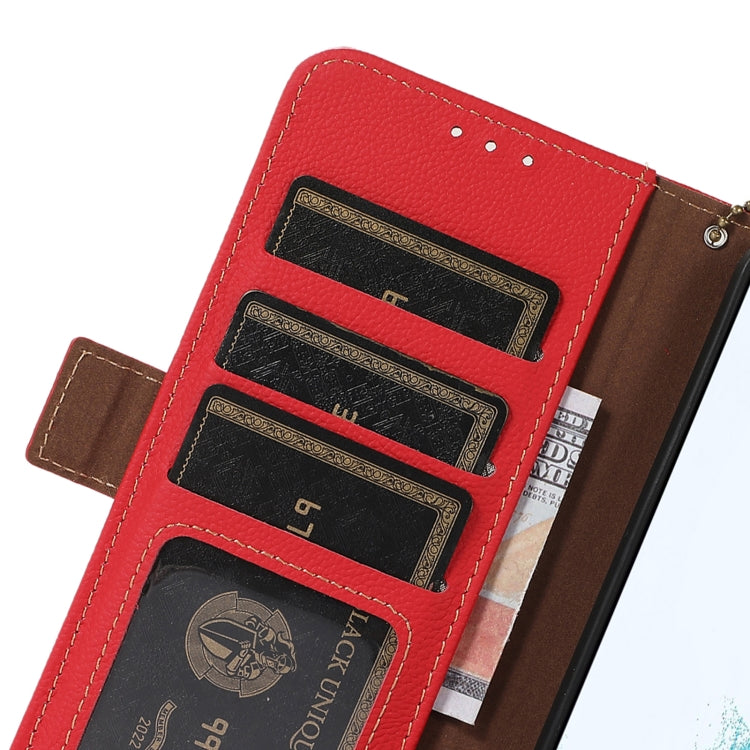 For Sony Xperia 10 IV Side-Magnetic TJ Genuine Leather RFID Phone Case(Red) - Sony Cases by PMC TechLife | Online Shopping South Africa | PMC TechLife | Buy Now Pay Later Mobicred