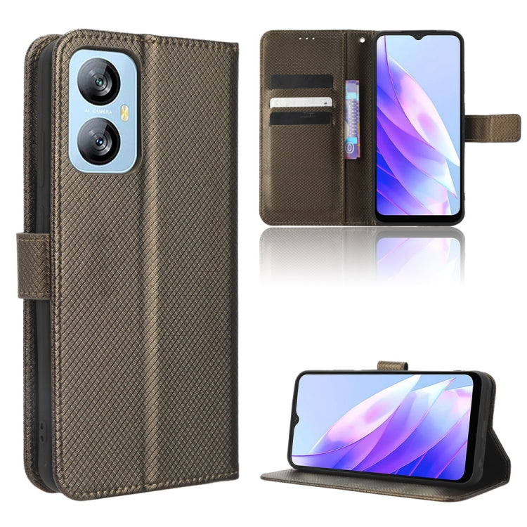 For Blackview A52 Diamond Texture Leather Phone Case(Brown) - More Brand by PMC TechLife | Online Shopping South Africa | PMC TechLife | Buy Now Pay Later Mobicred