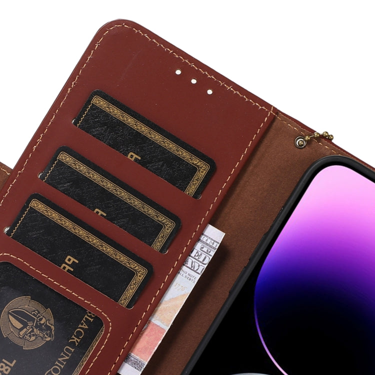 For Honor X8a 4G Genuine Leather Magnetic RFID Leather Phone Case(Coffee) - Honor Cases by PMC TechLife | Online Shopping South Africa | PMC TechLife | Buy Now Pay Later Mobicred