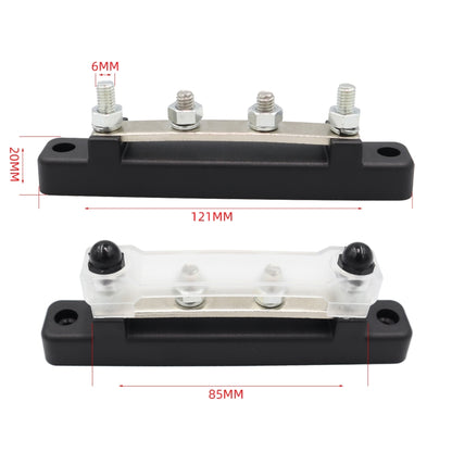 CP-3120 1 Pair 150A 12-48V RV Yacht Single-row 2-way Busbar with 8pcs Terminals(Black + Red) - Booster Cable & Clip by PMC Jewellery | Online Shopping South Africa | PMC Jewellery | Buy Now Pay Later Mobicred