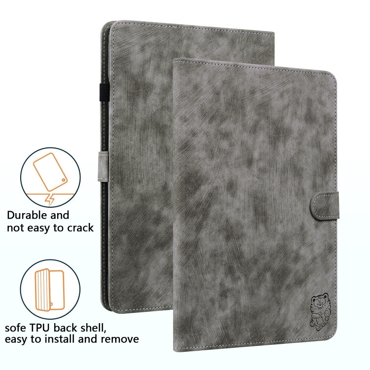 For Honor Pad V8 Pro Tiger Pattern Flip Leather Tablet Case(Grey) - Honor by PMC TechLife | Online Shopping South Africa | PMC TechLife | Buy Now Pay Later Mobicred