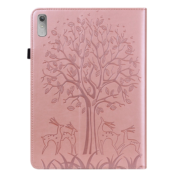 For Lenovo Tab P11 Gen 2 Tree & Deer Pattern Embossed Leather Tablet Case(Pink) - Lenovo by PMC TechLife | Online Shopping South Africa | PMC TechLife | Buy Now Pay Later Mobicred