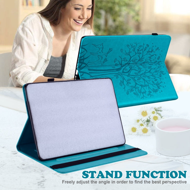 For Huawei MatePad SE 10.4 2022 Tree & Deer Pattern Embossed Leather Tablet Case(Blue) - Huawei by PMC TechLife | Online Shopping South Africa | PMC TechLife | Buy Now Pay Later Mobicred