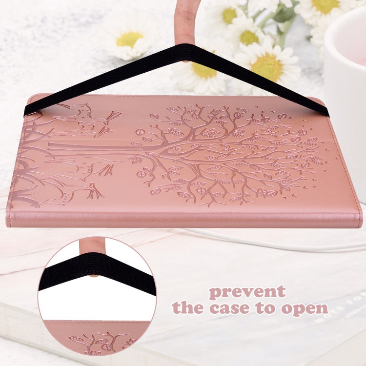 For Huawei MatePad SE 10.4 2022 Tree & Deer Pattern Embossed Leather Tablet Case(Pink) - Huawei by PMC TechLife | Online Shopping South Africa | PMC TechLife | Buy Now Pay Later Mobicred