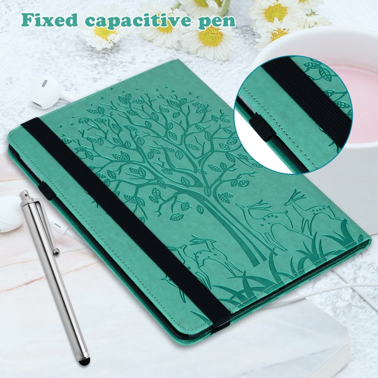For Huawei MatePad SE 10.4 2022 Tree & Deer Pattern Embossed Leather Tablet Case(Green) - Huawei by PMC TechLife | Online Shopping South Africa | PMC TechLife | Buy Now Pay Later Mobicred