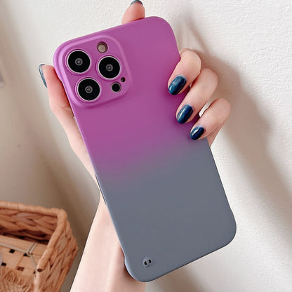 For iPhone 12 Pro Frameless Skin Feel Gradient Phone Case(Dark Purple + Grey) - iPhone 12 / 12 Pro Cases by PMC Jewellery | Online Shopping South Africa | PMC Jewellery | Buy Now Pay Later Mobicred