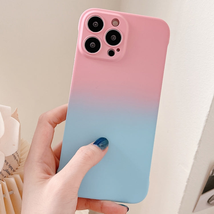 For iPhone XR Frameless Skin Feel Gradient Phone Case(Pink + Light Blue) - More iPhone Cases by PMC Jewellery | Online Shopping South Africa | PMC Jewellery | Buy Now Pay Later Mobicred