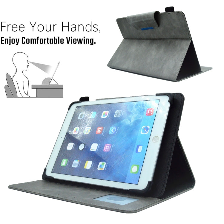 For 8 inch Suede Cross Texture Magnetic Clasp Leather Tablet Case(Grey) - 8 inch by PMC TechLife | Online Shopping South Africa | PMC TechLife | Buy Now Pay Later Mobicred