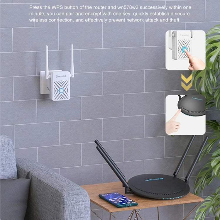 Wavlink WN578W2 300Mbps 2.4GHz WiFi Extender Repeater Home Wireless Signal Amplifier(UK Plug) - Broadband Amplifiers by WAVLINK | Online Shopping South Africa | PMC Jewellery | Buy Now Pay Later Mobicred