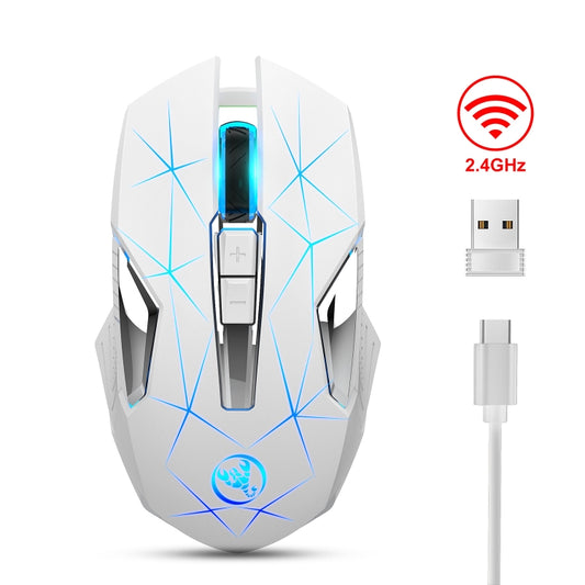 HXSJ T300 7 Keys 2400DPI 2.4G Colorful Luminous Wireless Mouse(White) - Wireless Mice by HXSJ | Online Shopping South Africa | PMC Jewellery | Buy Now Pay Later Mobicred