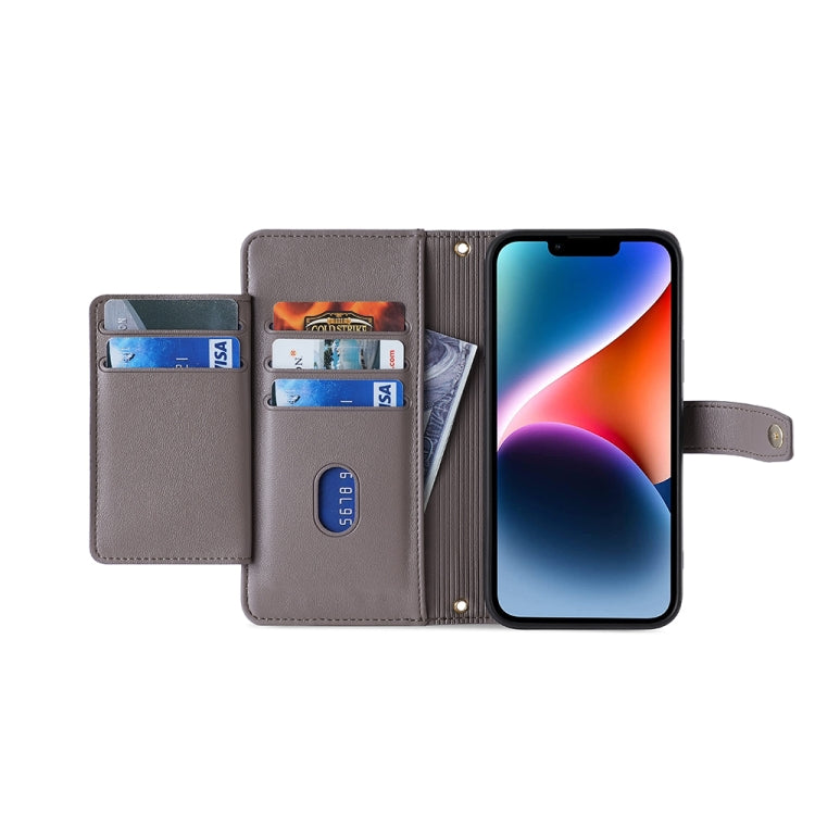 For Honor X7A Sheep Texture Cross-body Zipper Wallet Leather Phone Case(Grey) - Honor Cases by PMC TechLife | Online Shopping South Africa | PMC TechLife | Buy Now Pay Later Mobicred