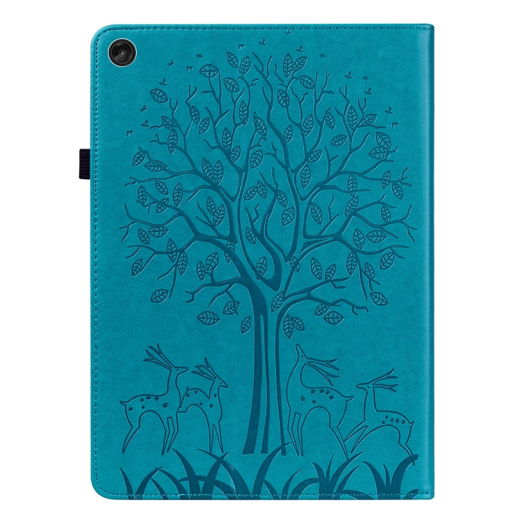 For Lenovo Tab M10 3rd Gen Tree & Deer Pattern Embossed Leather Tablet Case(Blue) - Lenovo by PMC TechLife | Online Shopping South Africa | PMC TechLife | Buy Now Pay Later Mobicred